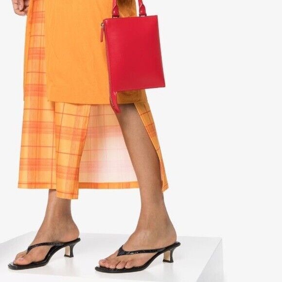 SIES MARJAN Alix Crocodile Thong Heeled Sandals Yellow Leather - Picture 2 of 12